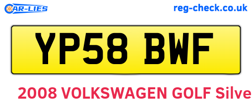 YP58BWF are the vehicle registration plates.