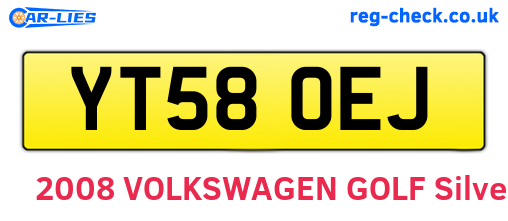 YT58OEJ are the vehicle registration plates.