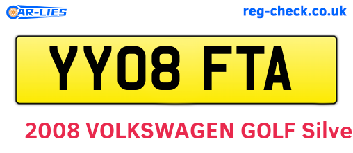 YY08FTA are the vehicle registration plates.