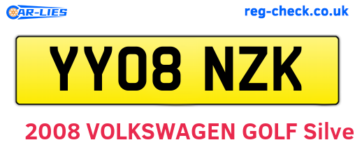 YY08NZK are the vehicle registration plates.