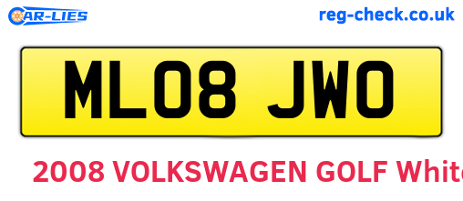 ML08JWO are the vehicle registration plates.