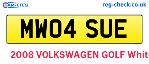 MW04SUE are the vehicle registration plates.