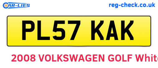 PL57KAK are the vehicle registration plates.