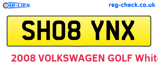 SH08YNX are the vehicle registration plates.
