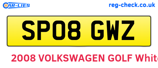 SP08GWZ are the vehicle registration plates.