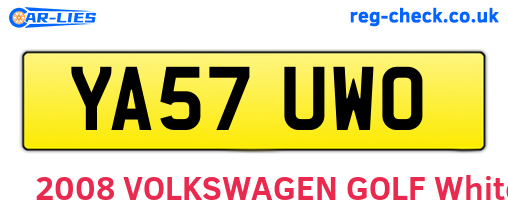 YA57UWO are the vehicle registration plates.