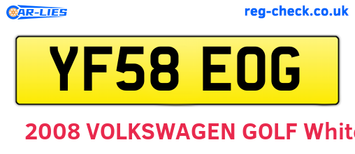 YF58EOG are the vehicle registration plates.