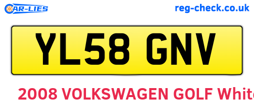 YL58GNV are the vehicle registration plates.