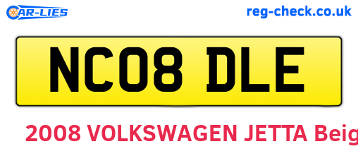NC08DLE are the vehicle registration plates.