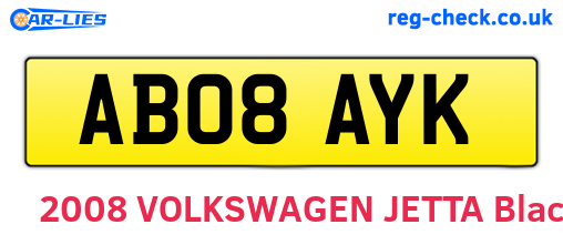 AB08AYK are the vehicle registration plates.