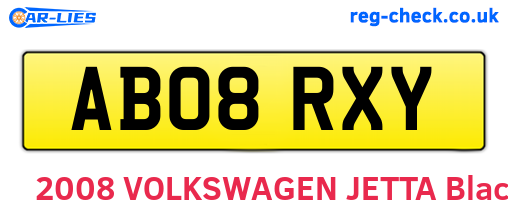 AB08RXY are the vehicle registration plates.