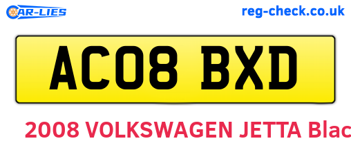 AC08BXD are the vehicle registration plates.