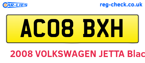 AC08BXH are the vehicle registration plates.