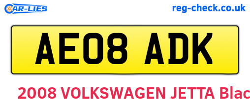 AE08ADK are the vehicle registration plates.