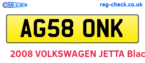 AG58ONK are the vehicle registration plates.