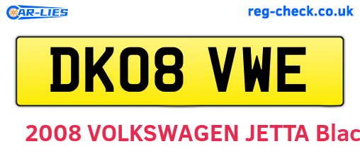 DK08VWE are the vehicle registration plates.