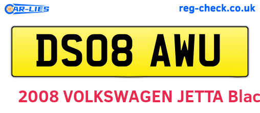 DS08AWU are the vehicle registration plates.