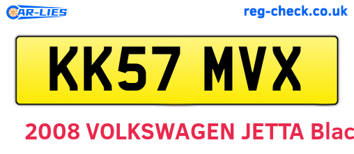 KK57MVX are the vehicle registration plates.