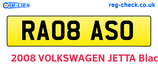 RA08ASO are the vehicle registration plates.