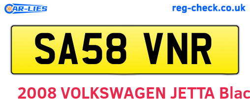 SA58VNR are the vehicle registration plates.