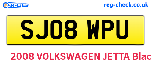SJ08WPU are the vehicle registration plates.