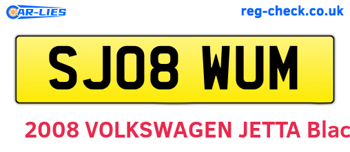 SJ08WUM are the vehicle registration plates.