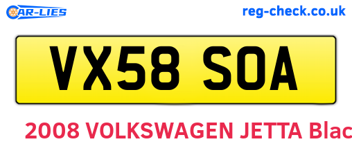 VX58SOA are the vehicle registration plates.