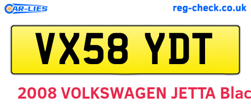 VX58YDT are the vehicle registration plates.