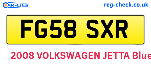FG58SXR are the vehicle registration plates.
