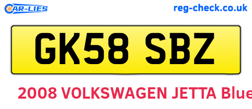 GK58SBZ are the vehicle registration plates.
