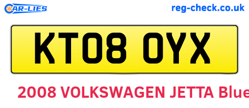 KT08OYX are the vehicle registration plates.