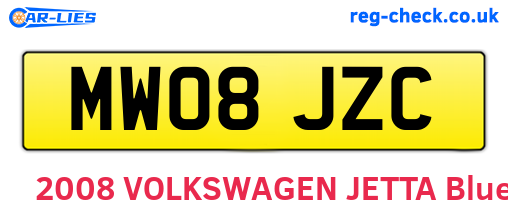 MW08JZC are the vehicle registration plates.