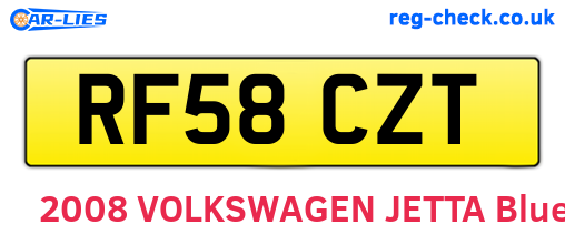 RF58CZT are the vehicle registration plates.
