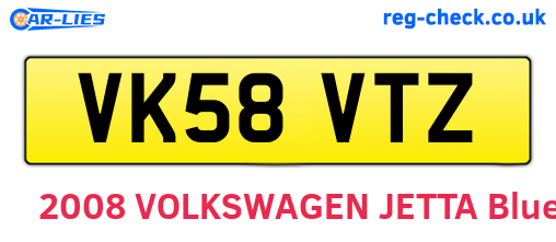 VK58VTZ are the vehicle registration plates.