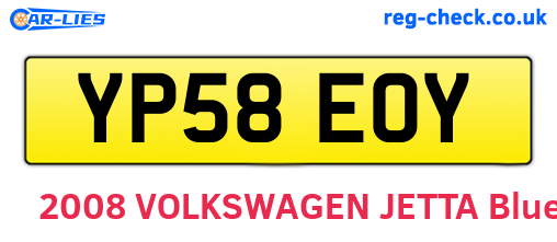 YP58EOY are the vehicle registration plates.