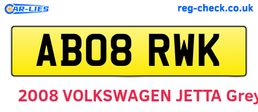 AB08RWK are the vehicle registration plates.