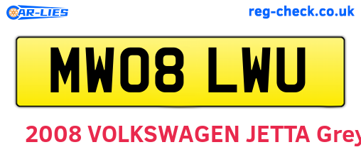 MW08LWU are the vehicle registration plates.