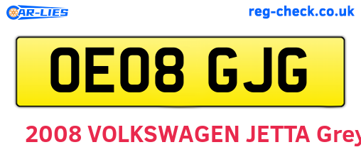 OE08GJG are the vehicle registration plates.