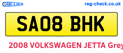 SA08BHK are the vehicle registration plates.