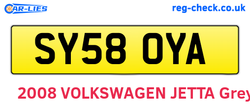 SY58OYA are the vehicle registration plates.