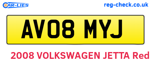 AV08MYJ are the vehicle registration plates.