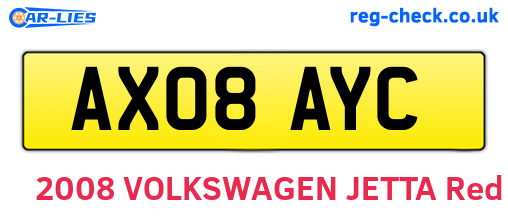 AX08AYC are the vehicle registration plates.
