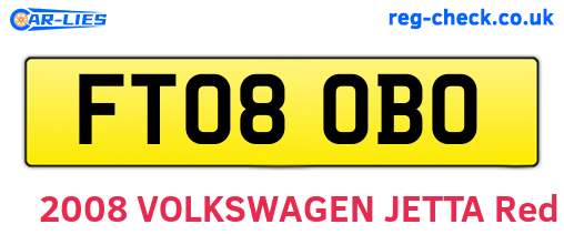FT08OBO are the vehicle registration plates.