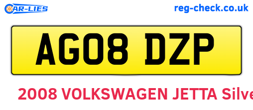 AG08DZP are the vehicle registration plates.