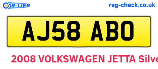 AJ58ABO are the vehicle registration plates.