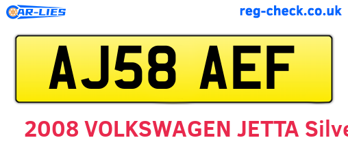 AJ58AEF are the vehicle registration plates.