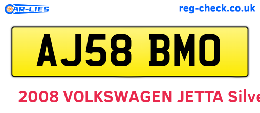 AJ58BMO are the vehicle registration plates.