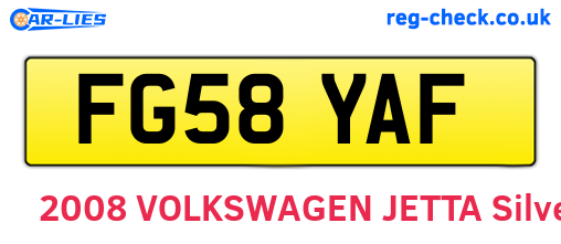 FG58YAF are the vehicle registration plates.