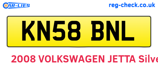 KN58BNL are the vehicle registration plates.