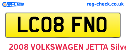 LC08FNO are the vehicle registration plates.